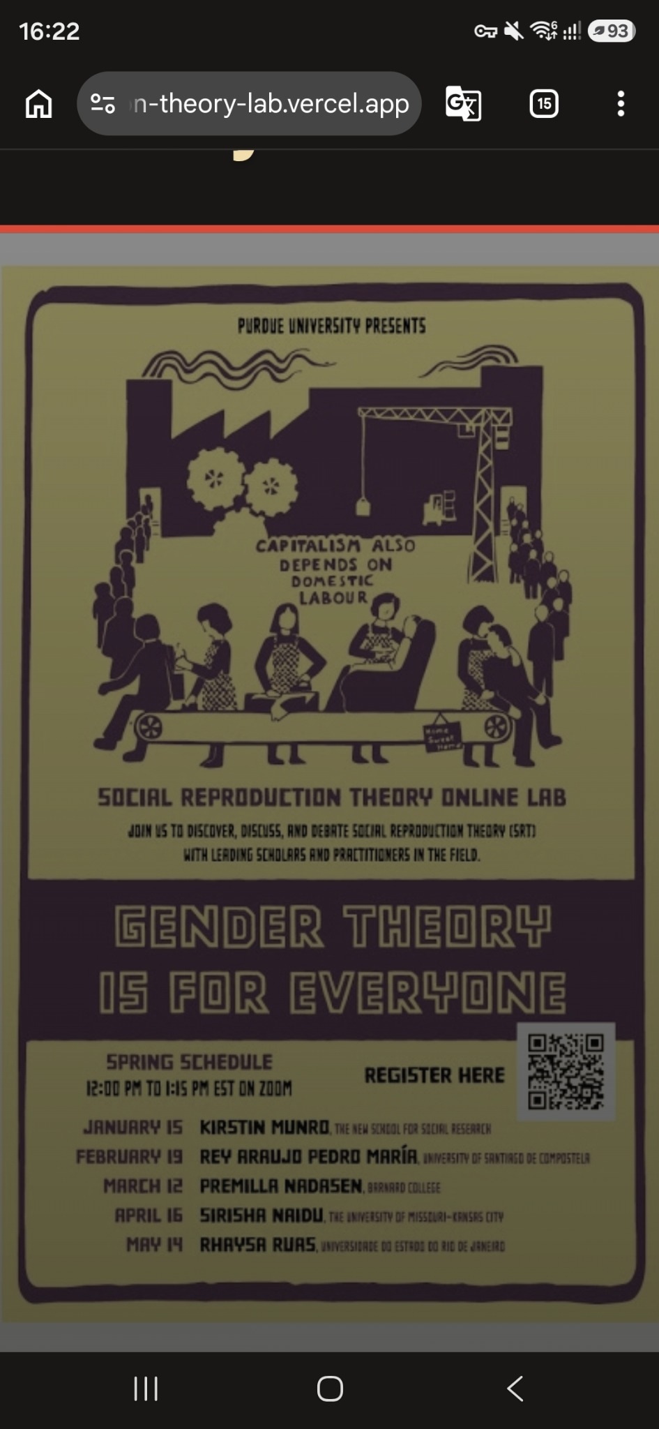 Social Reproduction Theory Lab conversations poster